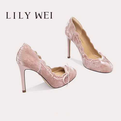 LilyWei气质高跟鞋复古圆头单鞋
