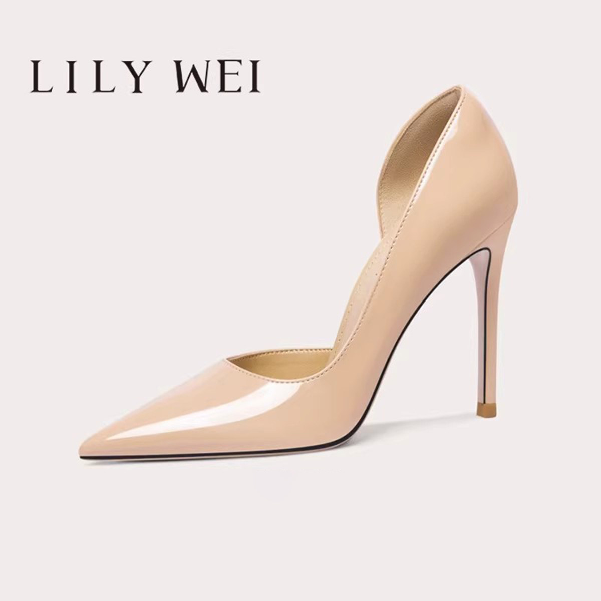 Lily Wei2026年新款侧空时装高跟鞋不累脚单鞋通勤上班穿大码42