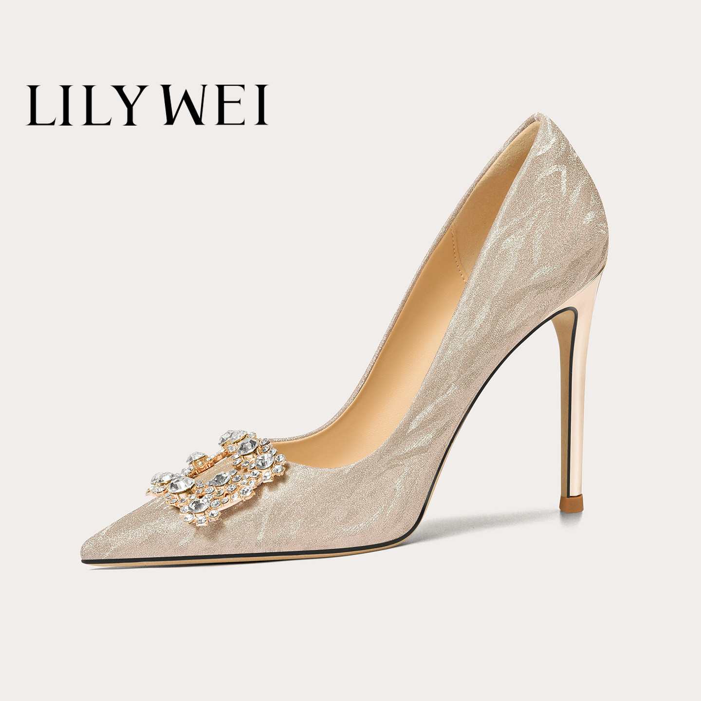 LilyWei小个子高跟鞋婚鞋方扣