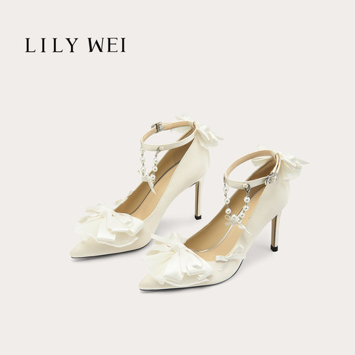 LilyWei优雅蝴蝶结气质高跟鞋