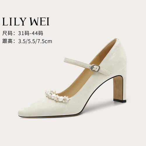 LilyWei复古粗跟优雅高跟鞋