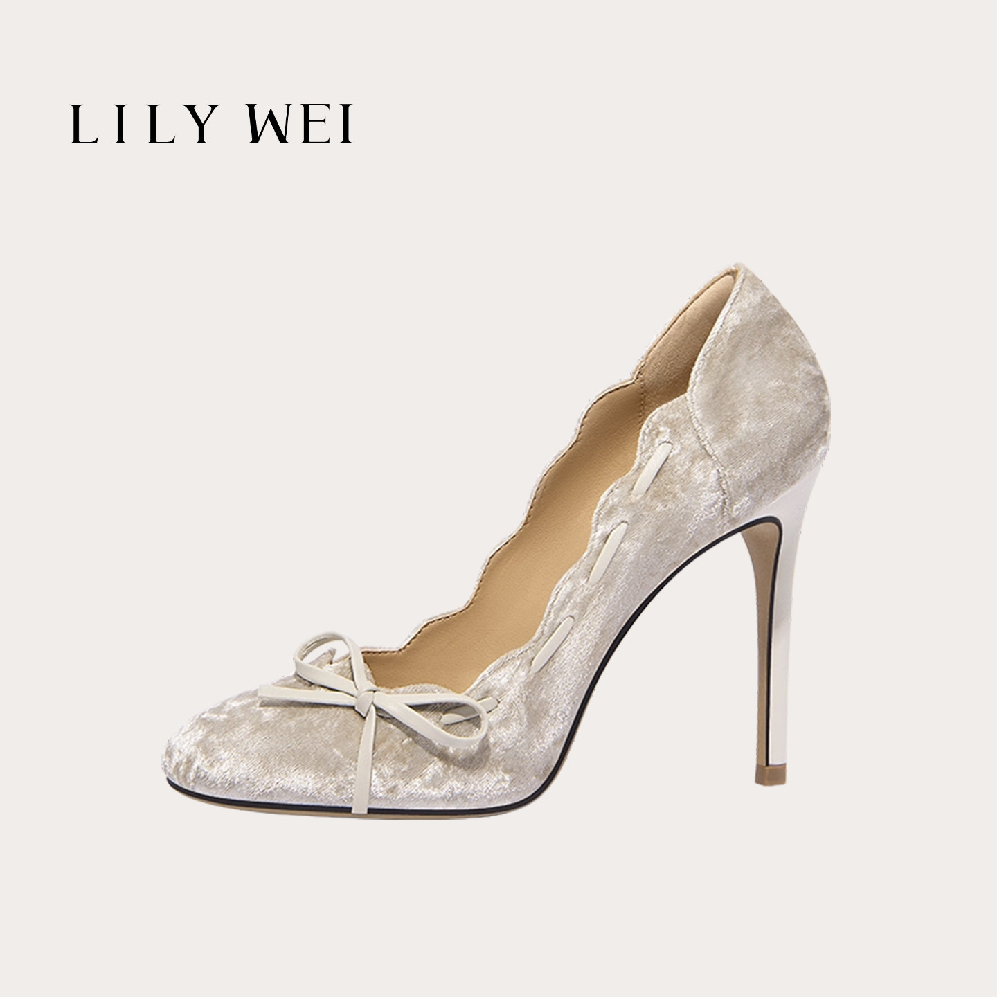 Lily Wei【雪初烟】新款女鞋子圆头高跟鞋法式丝绒高级感气质单鞋