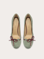 Lily Wei [Lanqi] Original green retro round-toed single shoes, comfortable women's plus-size with high heels on one foot thumbnail 7