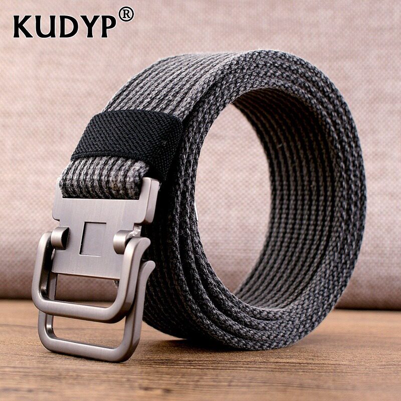 男士结实耐用双环扣水洗帆布裤腰带运动休闲新款耐磨加长款厚皮带
