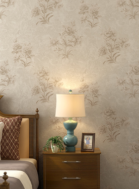 高档轻奢美式无缝墙布现代简约墙纸卧室客厅家用背景墙刺绣壁布