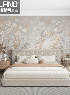 法式复古无缝墙布现代简约卧室客厅沙发电视背景墙美式定制壁画