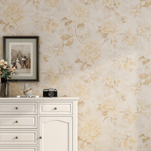 高档轻奢美式无缝墙布现代简约墙纸卧室客厅家用背景墙提花壁布