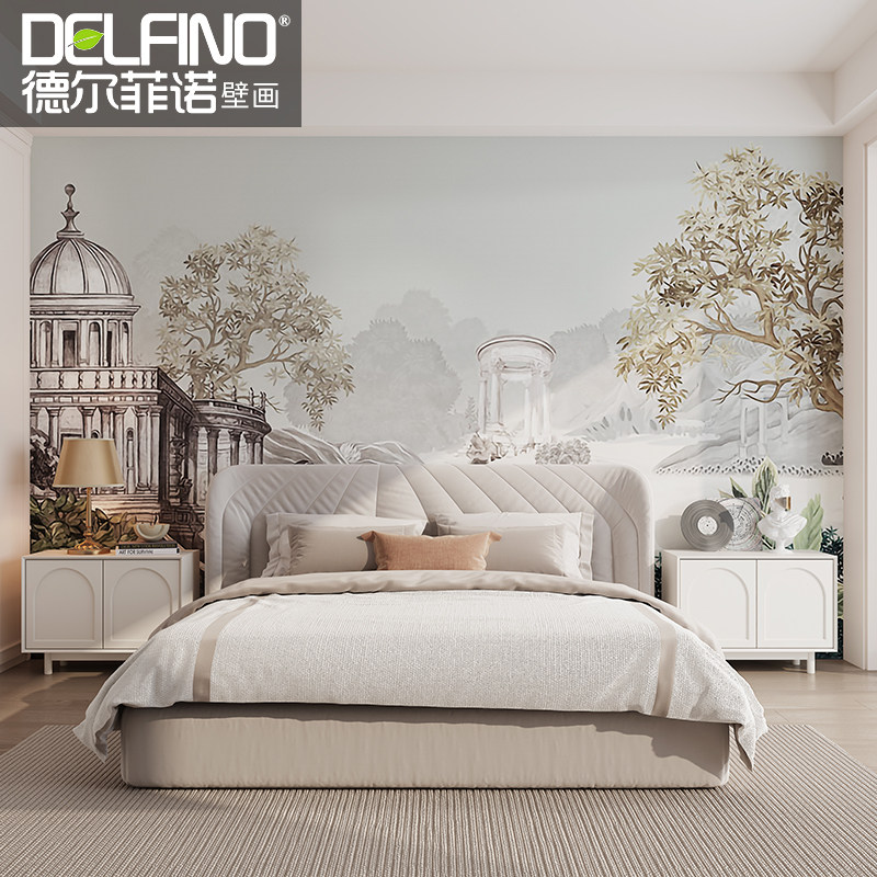 环保美式无缝墙布现代简约卧室床头客厅沙发背景墙法式定制壁画,家装主材,定制壁画,淘宝优惠券,粉丝福利购,淘宝优惠卷