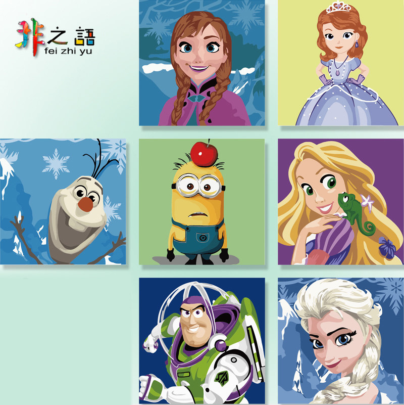画画diy 油彩画儿童数字油画动漫卡通六一儿童节简单diy 冰雪奇缘在类目 家居饰品, 装饰画, DIY/数字油画中 - 来自Buy2taobao.com提供专业的淘宝代购服务