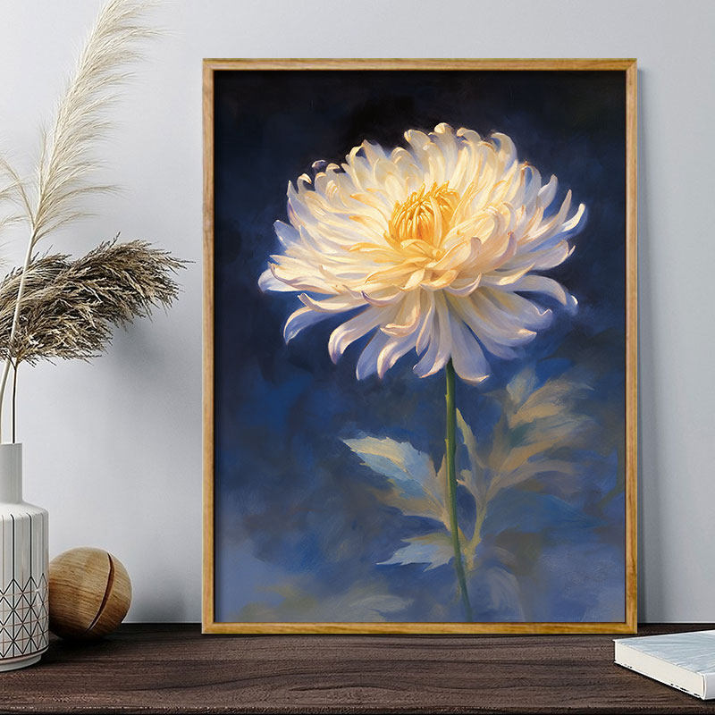 莫奈秋菊 diy数字油画花卉涂鸦填色油彩画丙烯手工礼物摆件装饰画