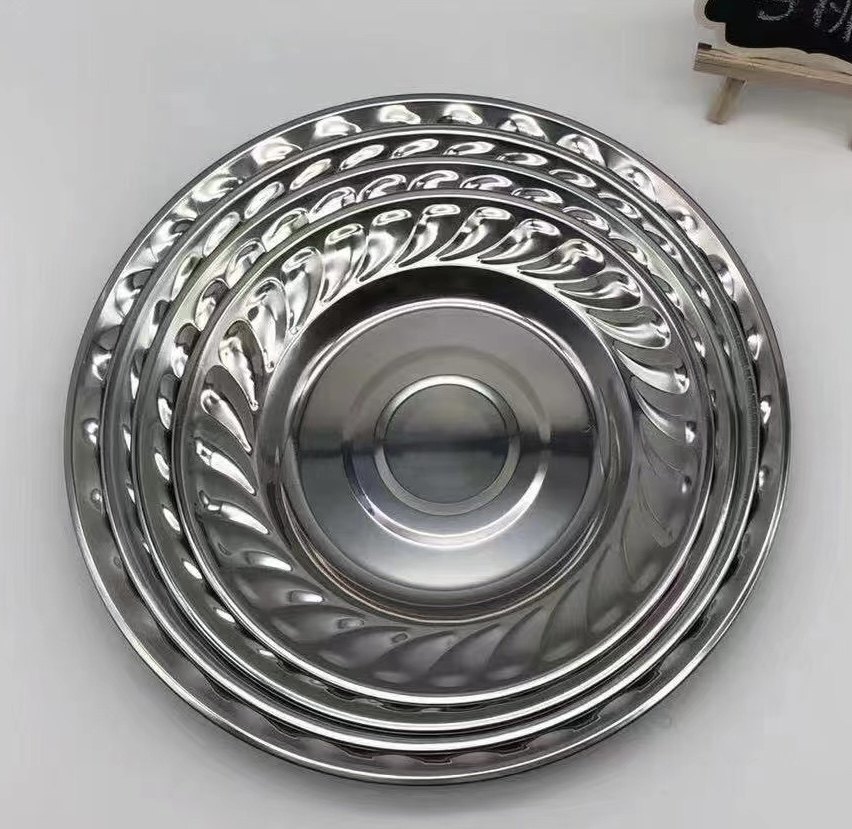 【10个装】不锈钢圆盘菜盘果子盘饺子盘酒席盘托盘玉兰盘印花盘子,餐饮具,盘,淘宝优惠券,粉丝福利购,淘宝优惠卷