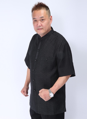 高三强唐装 男士半袖休闲 亚麻 短袖 上衣 16809