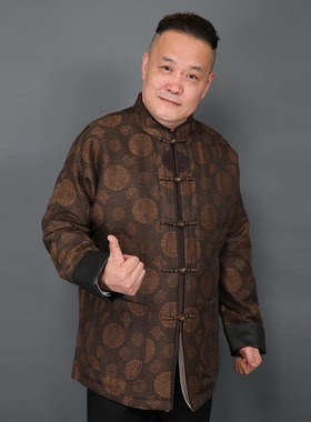 高三强唐装外套秋冬桑蚕丝盘扣立领汉服棉衣18332 18332-1