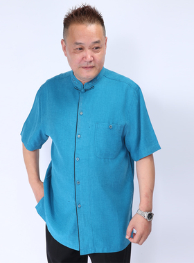 高三强唐装 新款夏季唐装男中国风汉服上衣 中式立领短袖15196