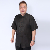 夏季 上衣 唐装 桑蚕丝短袖 香云纱16802 男中国风中老年 高三强唐装