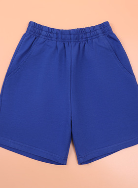 童装校服裤蓝色男童女童夏季短裤中小学生纯棉校裤休闲运动中裤子
