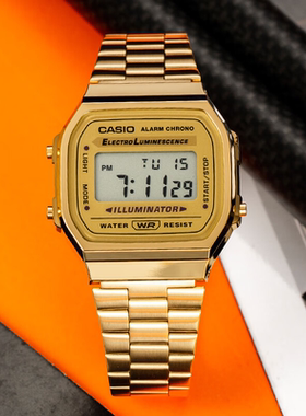 卡西欧手表 CASIO A168WG-9W复古潮流方块七年电力钢带防水小金表