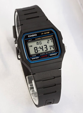 CASIO卡西欧手表小方块复古学生防水男女电子手表中性小方表f91w