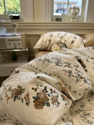 法式复咖瑰床1上四件套全古棉纯棉1.5m.8米MRK宿玫舍被套床单三件
