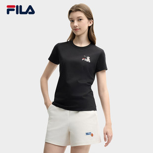 FILA斐乐女款t恤2025夏季新款纯棉圆领上衣女士短袖t恤衫女装