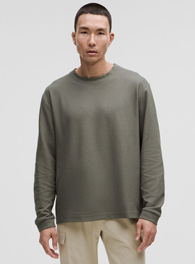 Heavyweight 男士高克重纹理棉混纺长袖T恤丨lululemon丨LM3FMBS