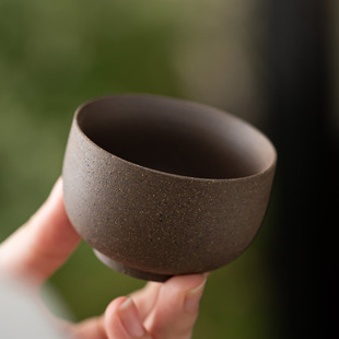 复古主人杯手工泥杯土陶杯陶瓷杯子无釉品茗杯 粗陶老岩泥茶杯