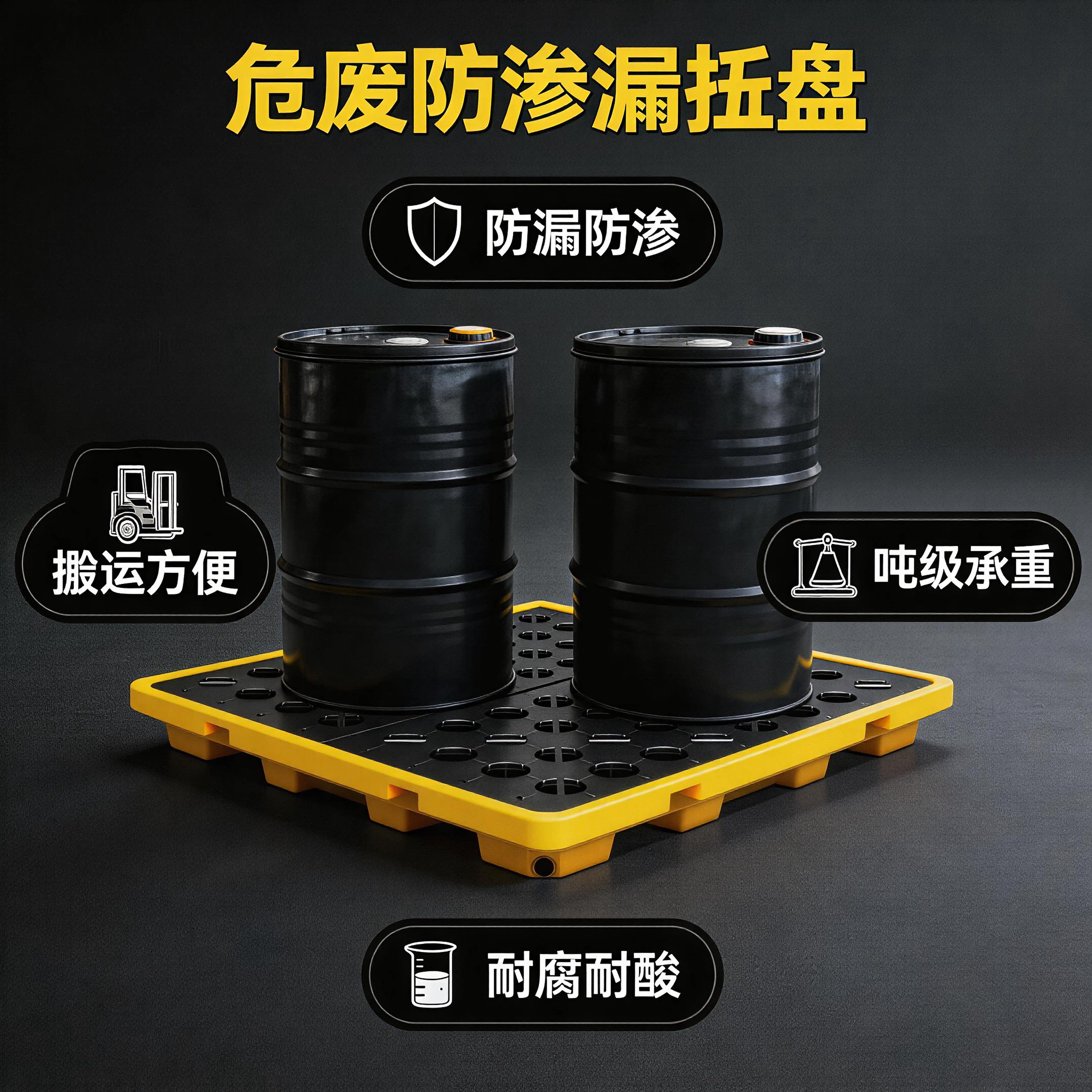 防渗漏托盘危废化学品油桶接油盘防漏二次容器危化品防泄漏防渗透