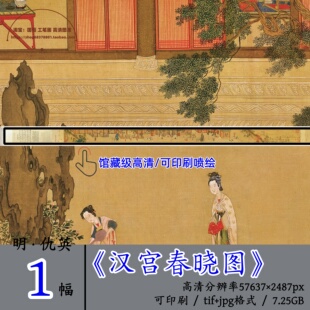 汉宫春晓图馆藏级高清电子版/明代陈洪绶名画古代仕女图美人长卷