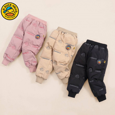 小黄鸭儿童羽绒裤男女童中大童白