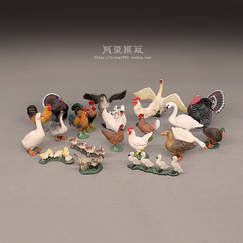 小鸡公鸡母鸡鸭鹅火鸡白天鹅摆件