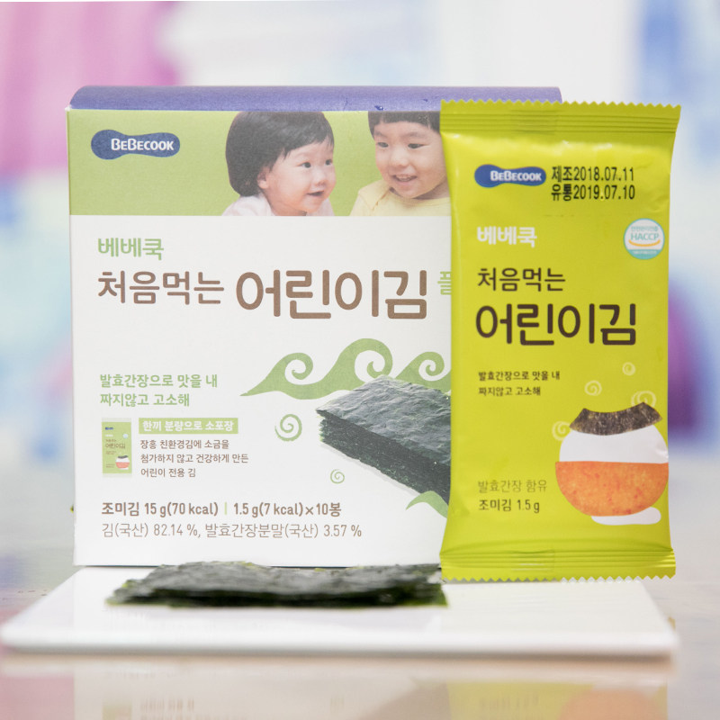 韓國BEBECOOK寶寶零輔食嬰兒海苔無鹽加鈣即食拌飯紫菜在類目 奶粉/輔食/營養品/零食, 嬰幼兒零食（新）, 海苔中 - 來自Buy2taobao.com提供專業的淘寶代購服務