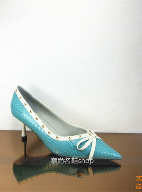 欧货欧洲站专柜正品玛莎贝尔21春蝴蝶结蛇皮单鞋K12-08