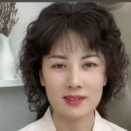 中老年女士头顶补发块蓬松长短卷发送妈妈遮白发真发补发片
