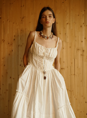 NEANT SS22 S1 刺绣棉辫子肩带连衣裙