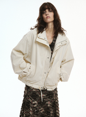 NEANT厚软麻假两件乳白色翻领夹克