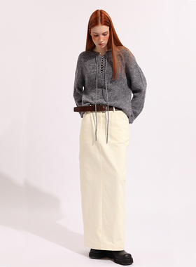 NEANT AW22 S2 廓形直筒乳白牛仔布半长裙