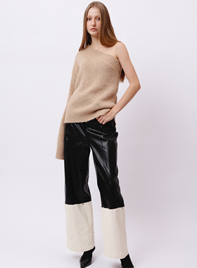 NEANT AW22 S3  撞色米白黑拼接直筒裤