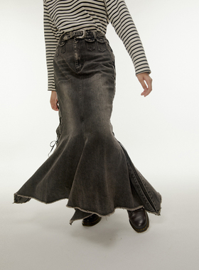 NEANT AW21 S3 复古腰头水洗牛仔鱼尾裙（黑色）