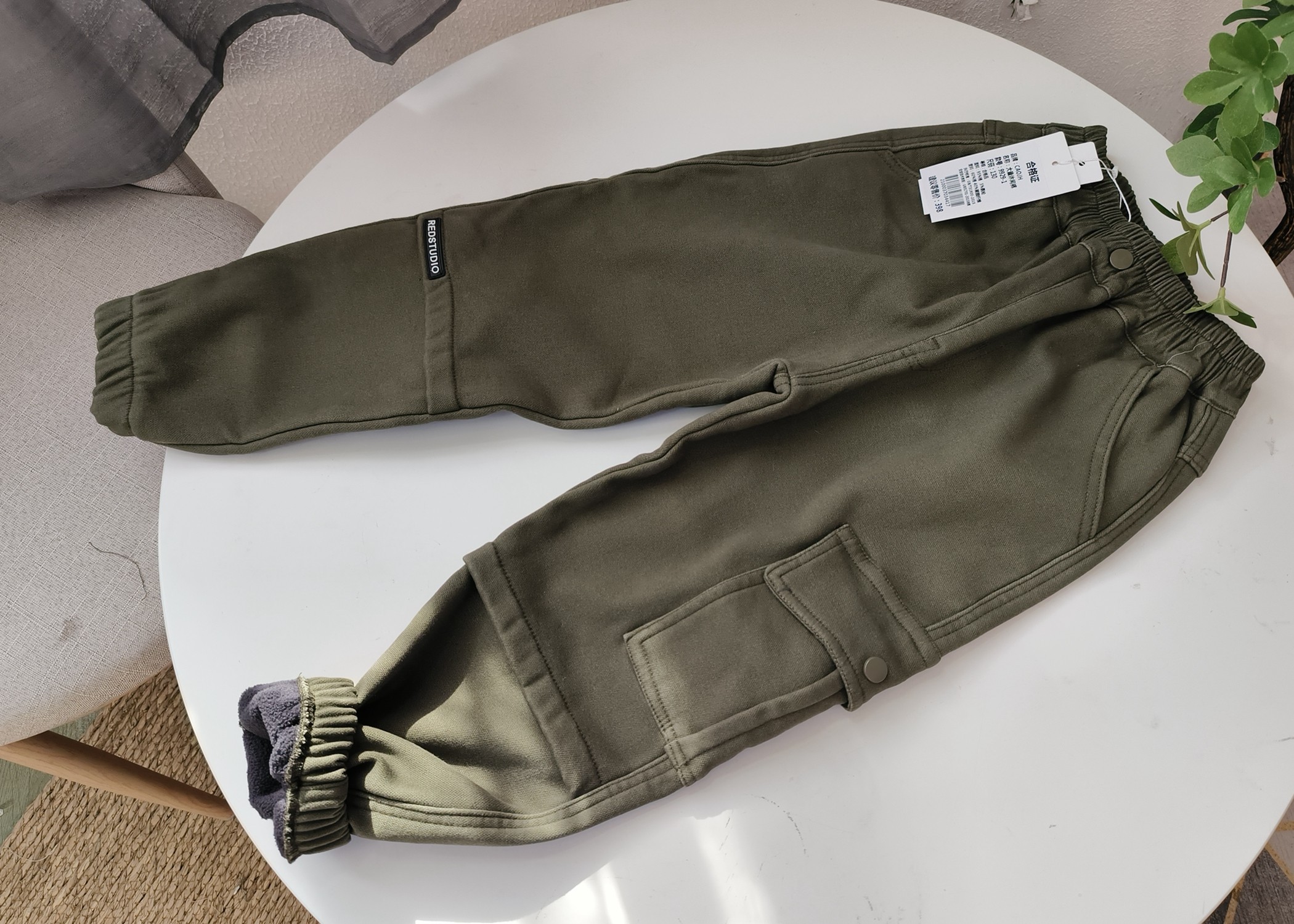 笑笑家 童装裤子 男童加厚工装一条绒保暖长裤 冬季休闲裤棉裤