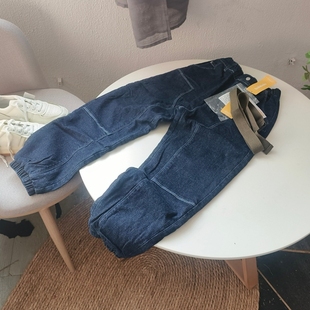 笑笑家 童装裤子男童加厚工装牛仔裤 长裤冬季保暖中大童