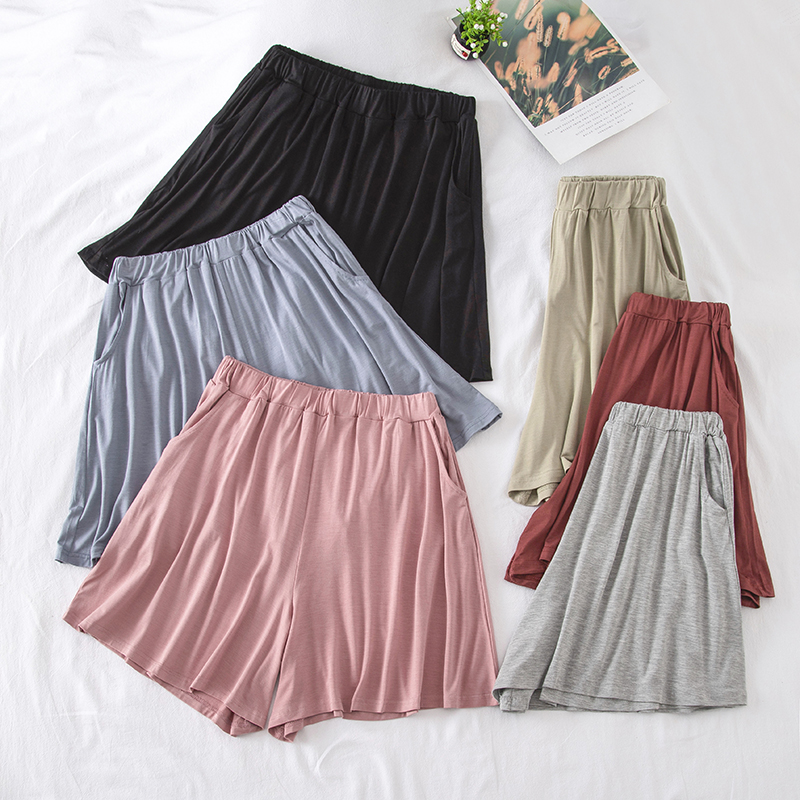 家居裤短裤女夏可外穿莫代尔休闲运动宽松超薄阔腿三分睡裤沙滩裤