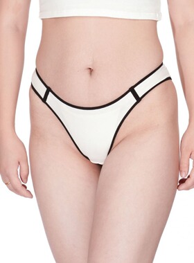 纯棉高弹丁字裤拼色运动型内裤中腰防走光半包臀舒适女士t裤 L002