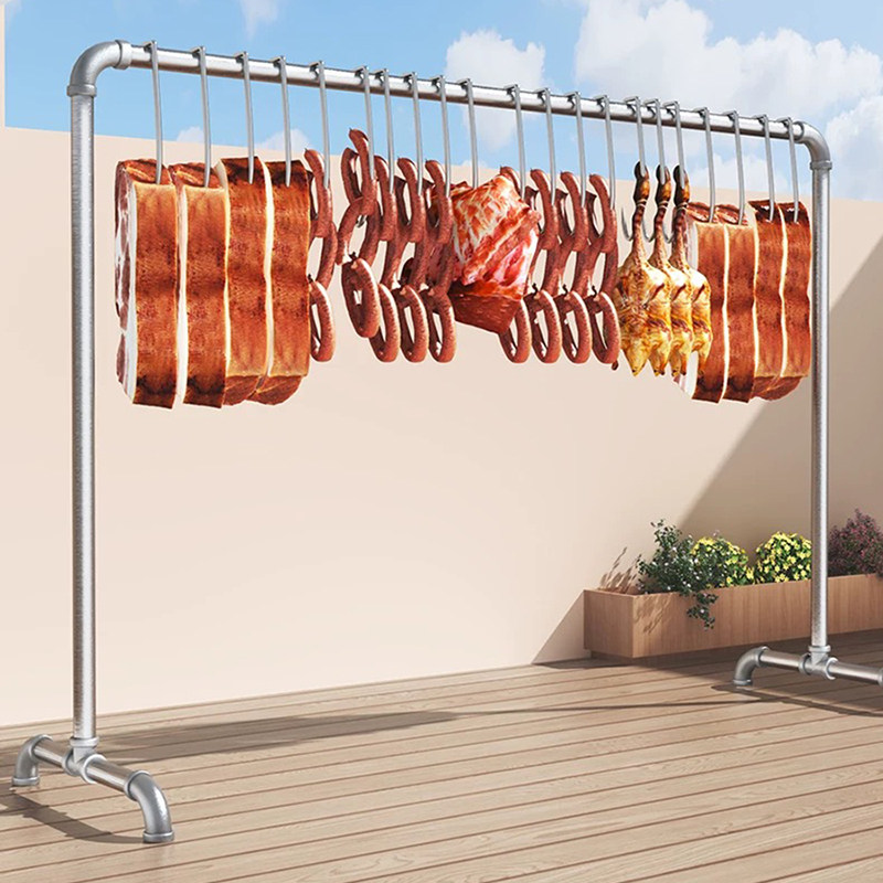挂肉架子晾肉架落地家用晒猪肉腊肉烤鸭香肠火腿牛羊熏肉钢管户外