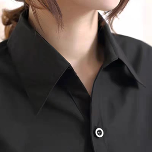 上衣纯色通勤工装 黑色衬衣V领长袖 工作服 女衬衫 2025奔驰4S店新款