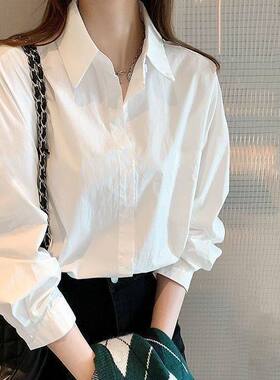 抗皱白色衬衫女长袖雪纺上衣春秋大学生面试套装西装内搭职业衬衣