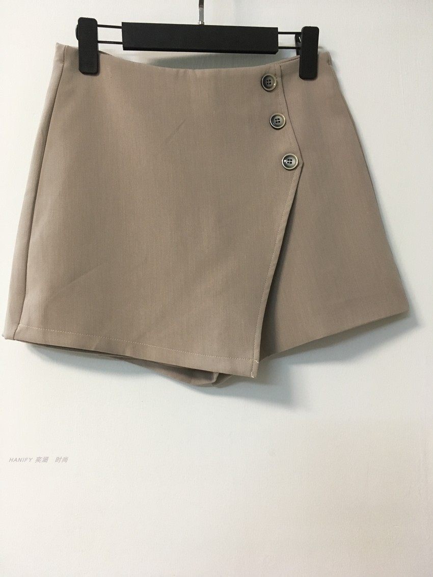 半裙裤修身显瘦时尚纳塔莉专柜春夏女半短裙裤高腰纽扣a字不规则