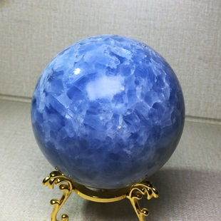 天然蓝晶石球天青石原石打磨蓝色水晶矿物晶体家居桌面装饰品摆件