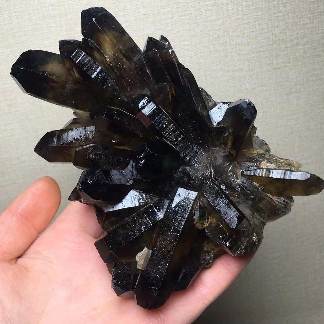 天然黑水晶簇手链消磁桌面摆件