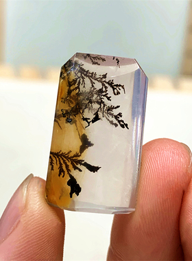 天然黄胶花软锰矿小树吊坠