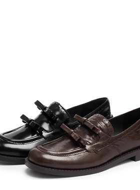 专柜正品思加图2025秋款女鞋甜酷复古乐福鞋一脚蹬小皮鞋EHH07CM5